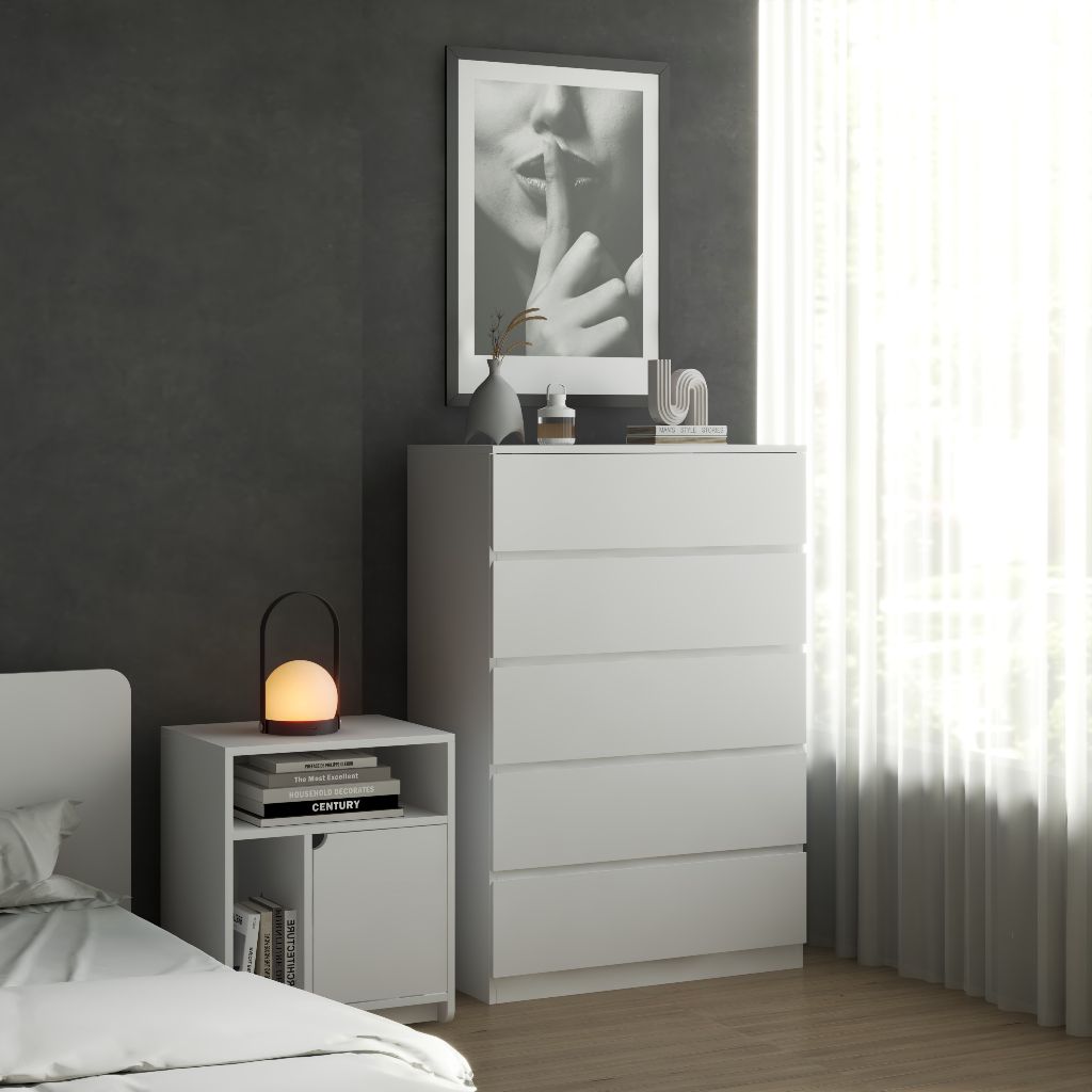 HAPPY FURNITURE , Tủ đựng đồ 5 ngăn kéo - OLA , THK_092 , 80cm x 45cm x 120cm
