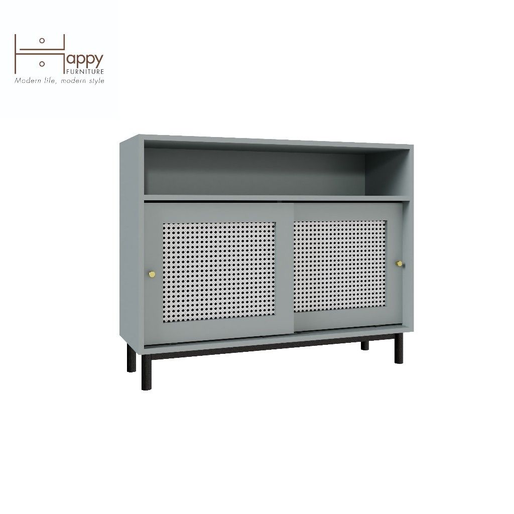 HAPPY FURNITURE , Tủ đựng đồ 2 cánh lùa chân sắt - ROTAN , TCL_033 , 100cm x 34cm x 80cm