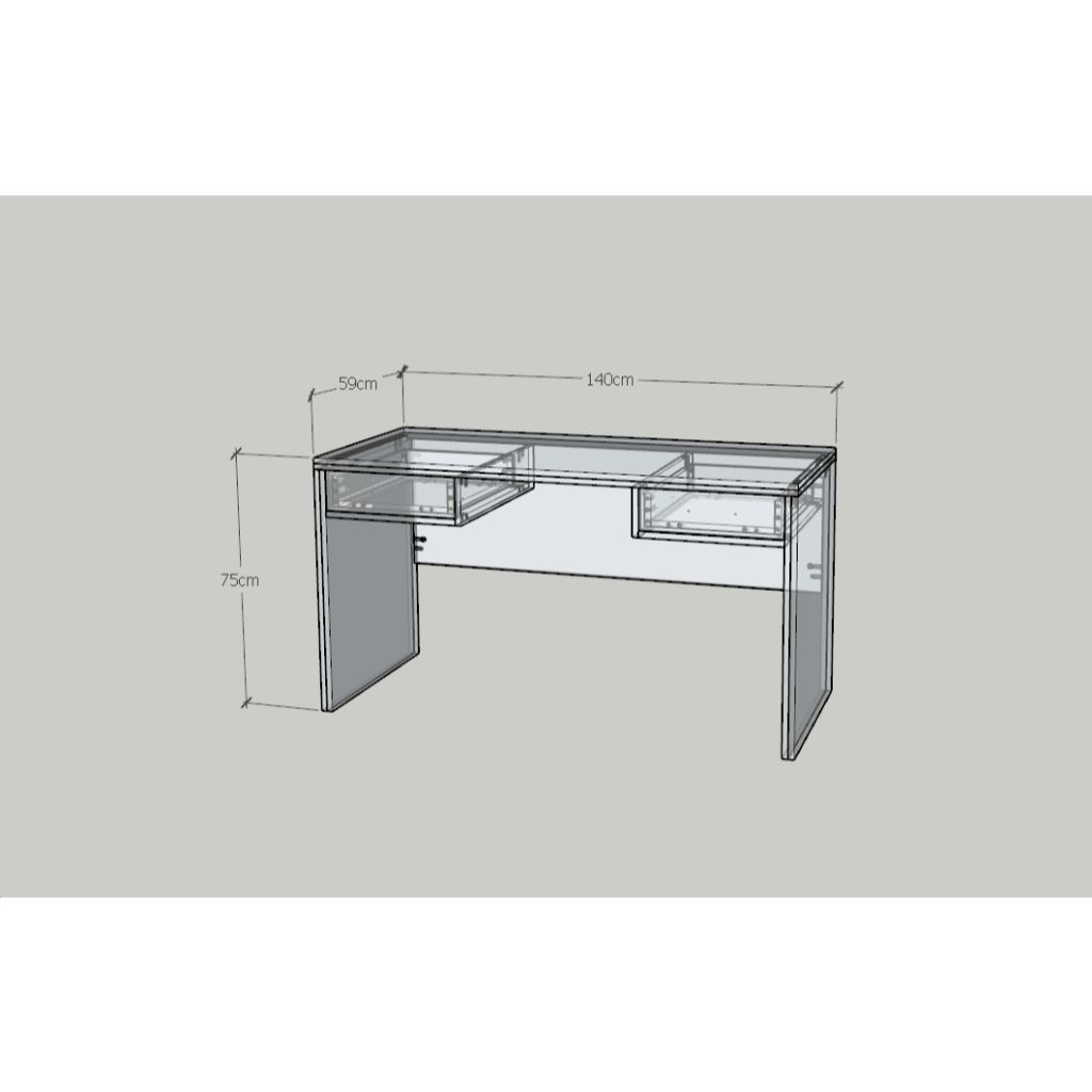 HAPPY FURNITURE , HEINEE - Bàn làm việc 2 ngăn kéo, BAN_129 , 140cm x 59cm x 75cm DxRxC, sản phẩm phổ thông