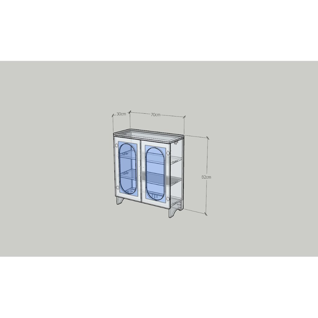 HAPPY FURNITURE , Tủ lưu trữ 2 cửa kính - CHEVY, TLT_047 , 70cm x 30cm x 82cm DxRxC