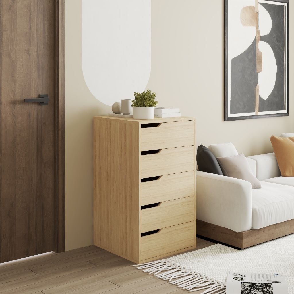HAPPY FURNITURE , Tủ lưu trữ 5 ngăn kéo - ASO, THK_339 , 50cm x 50cm x 89cm DxRxC