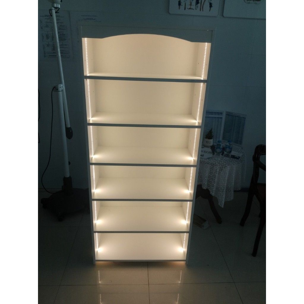 HAPPY FURNITURE , Kệ sách 6 ngăn tích hợp đèn Led - CATY , KSA_029_LED , 70cm x 30cm x 160cm
