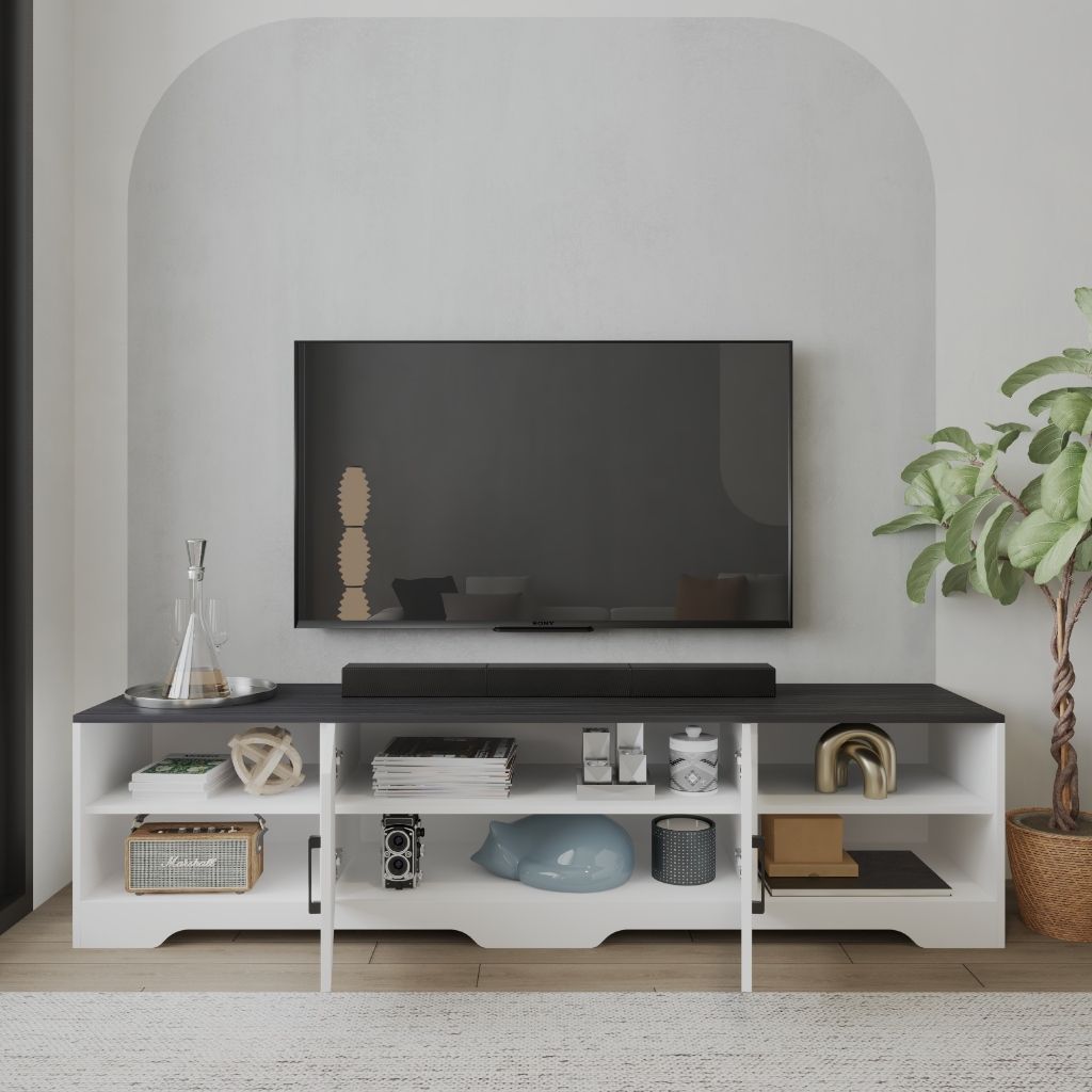 HAPPY FURNITURE , Kệ TV 2 cửa mở - SAFA , KTV_113 , 200cm x 45cm x 50cm DxRxC