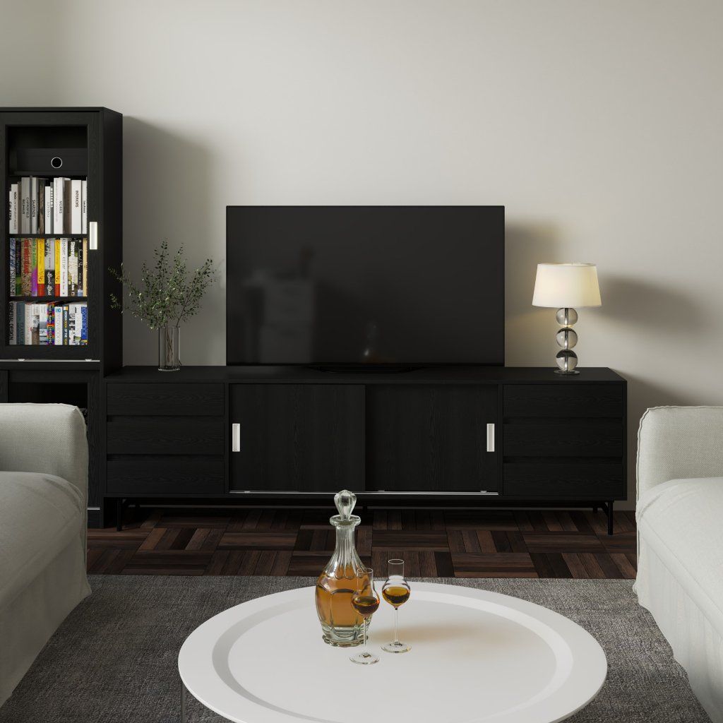 HAPPY FURNITURE , Kệ TV 2 cửa lùa - LUCA , KTV_015 , 220cm x 42cm x 65cm