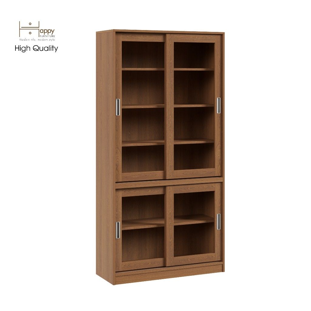 HAPPY FURNITURE , Tủ sách 4 cánh lùa - LUCA , TCL_012 , 90cm x 35cm x 180cm