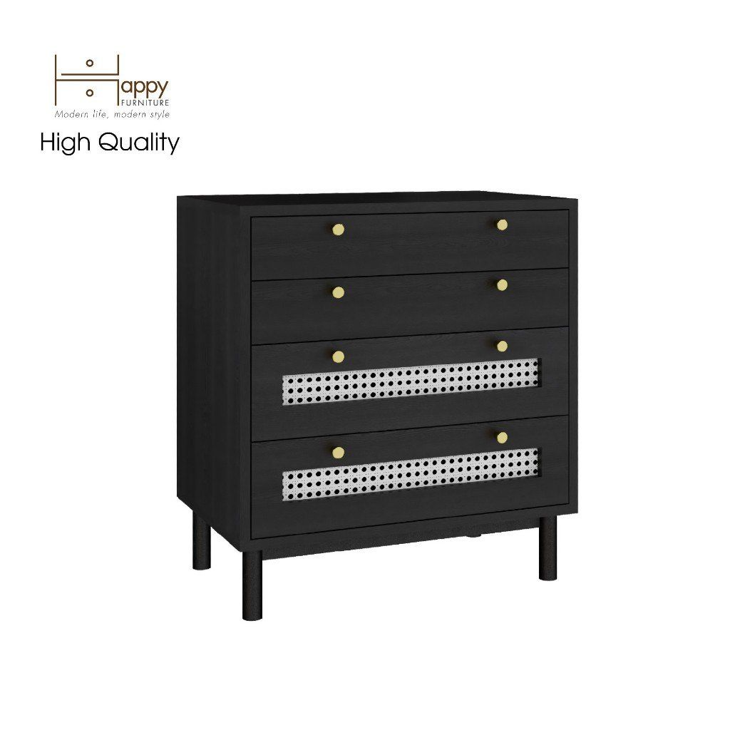 HAPPY FURNITURE , Tủ đựng đồ 4 ngăn kéo chân sắt - ROTAN , THK_126 , 60x40x66cm