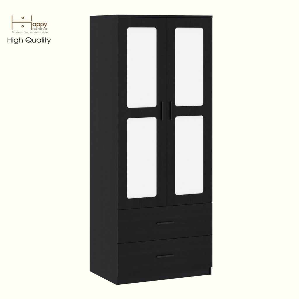 HAPPY FURNITURE , Tủ quần áo 2 ngăn kéo 2 cửa mở - TASY ,TCM_266 , 80cm x 54cm x 200cm DxRxC