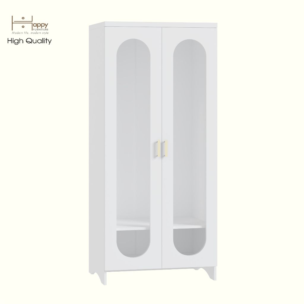 HAPPY FURNITURE , Tủ quần áo 2 cửa kính - CHEVY, TCM_228 , 80cm x 59cm x 180cm DxRxC