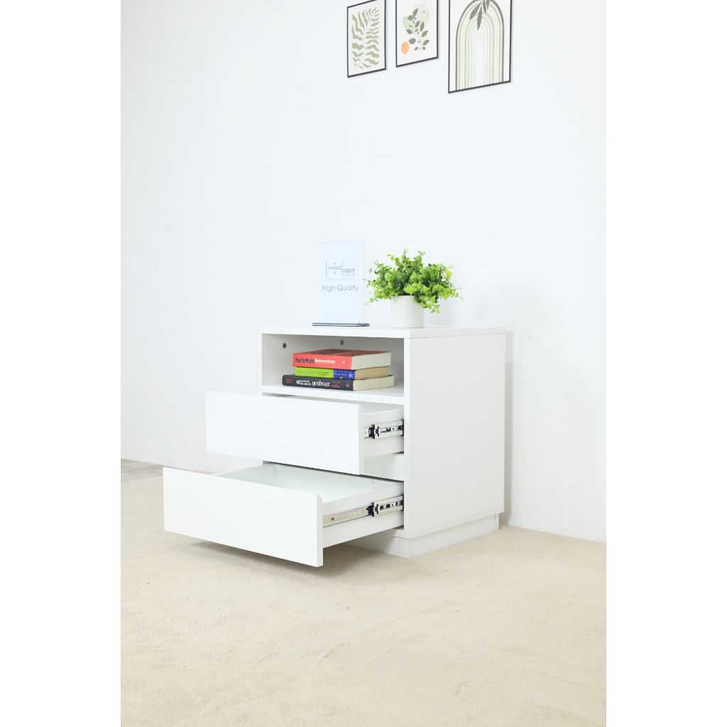 HAPPY FURNITURE , Táp đầu giường 3 ngăn - MACRO , THK_037 , 50cm x 40cm x 52cm