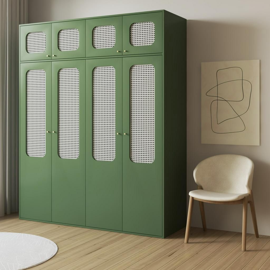 HAPPY FURNITURE , Tủ quần áo 1m8x2m2 cánh mây - MEYDAN , TCM_053 , 180cm x 58cm x 220cm