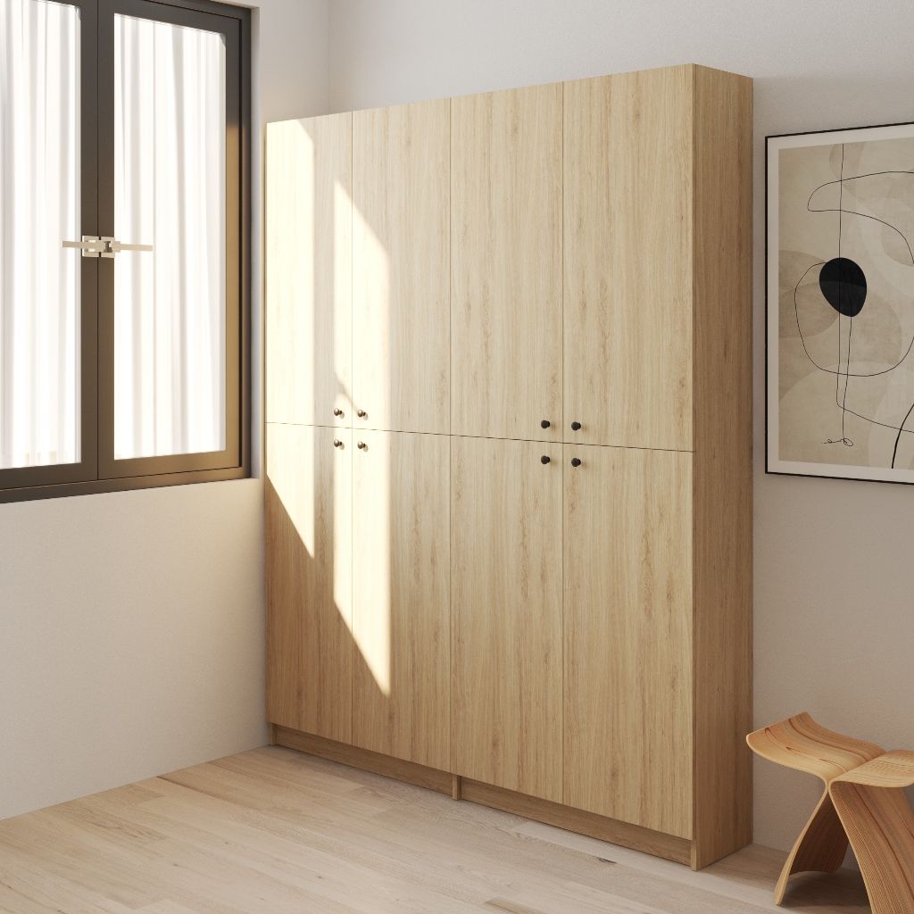 HAPPY FURNITURE , Kệ sách 6 tầng 8 cửa mở - CATY, KSA_079 , 160cm x 30cm x 202cm DxRxC