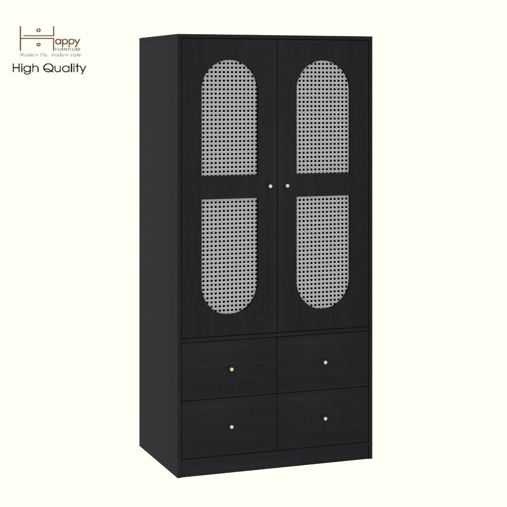 HAPPY FURNITURE , Tủ quần áo 2 cửa mở 4 ngăn kéo - MAY , TCM_249 , 92cm x 59cm x 190cm DxRxC