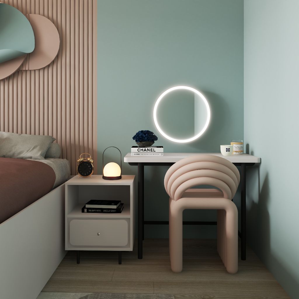 HAPPY FURNITURE , Bàn làm việc đơn chân sắt - SWEETY , BAN_045 , 100cm x 50cm x 75cm