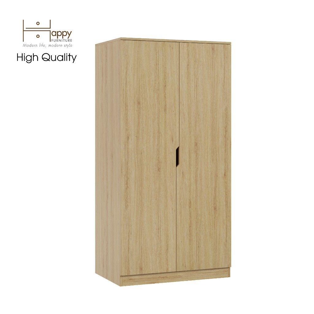 HAPPY FURNITURE , Tủ quần áo 2 cửa mở 2 ngăn kéo - DASH , TCM_022 , 90cm x 58cm x 180cm