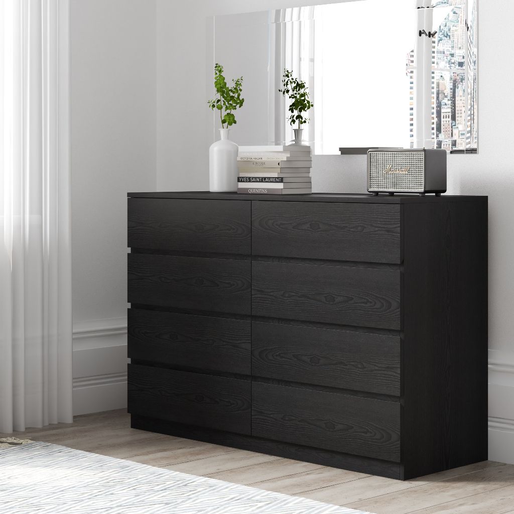 HAPPY FURNITURE , Tủ lưu trữ 8 ngăn kéo - OLA , THK_086 , 128cm x 45cm x 86cm