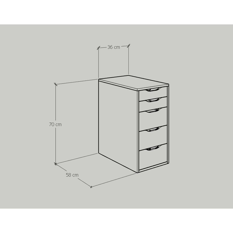 HAPPY FURNITURE , Tủ lưu trữ 5 ngăn kéo - LILY , THK_052 , 36cm x 58cm x 70cm