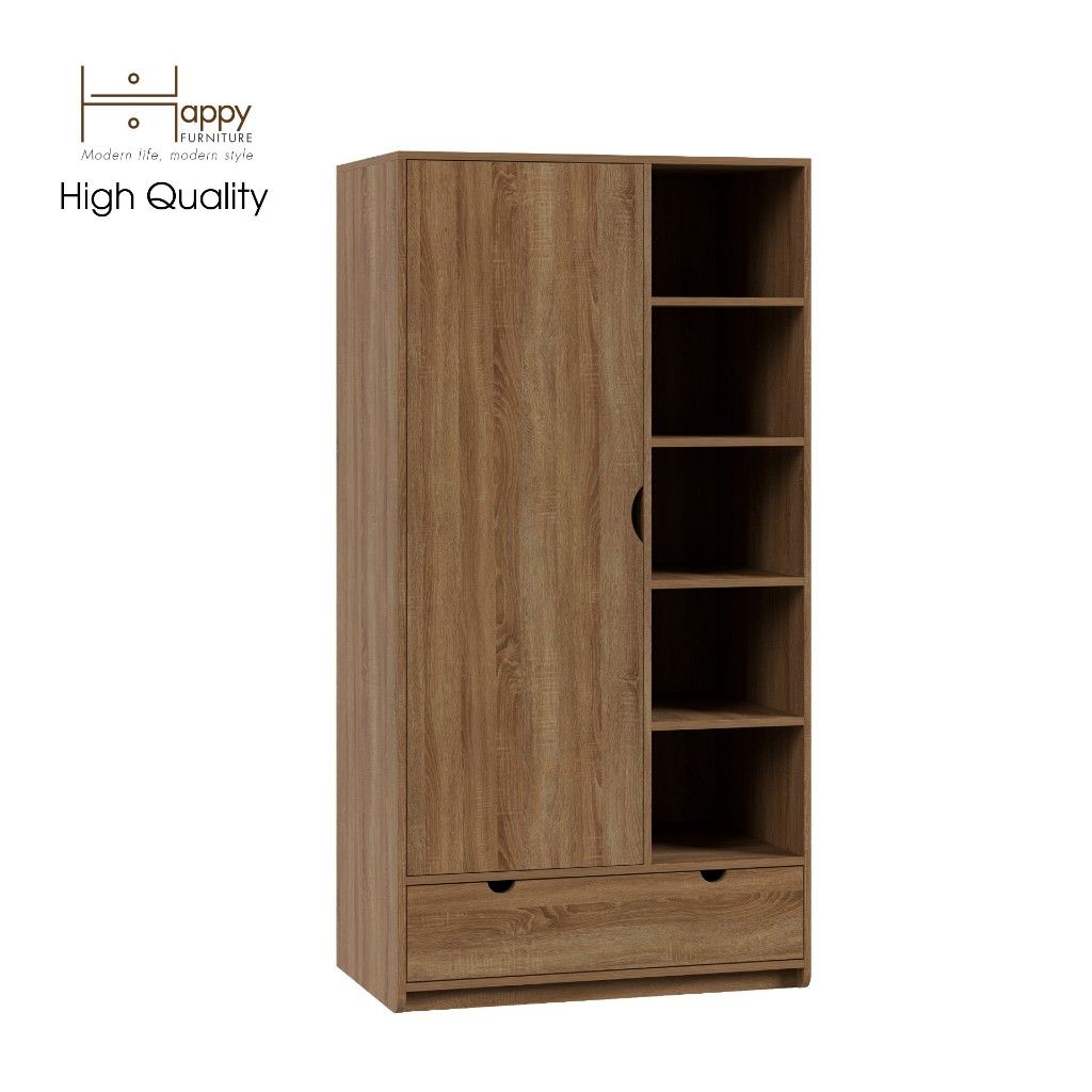 HAPPY FURNITURE , Tủ quần áo 1 cửa mở - CIRCLE , TCM_072 , 90cm x 56cm x 176cm