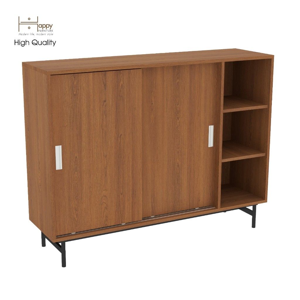 HAPPY FURNITURE , Tủ giày 2 cửa lùa chân sắt - LILY , TCL_021 , 128cm x 36cm x 98cm
