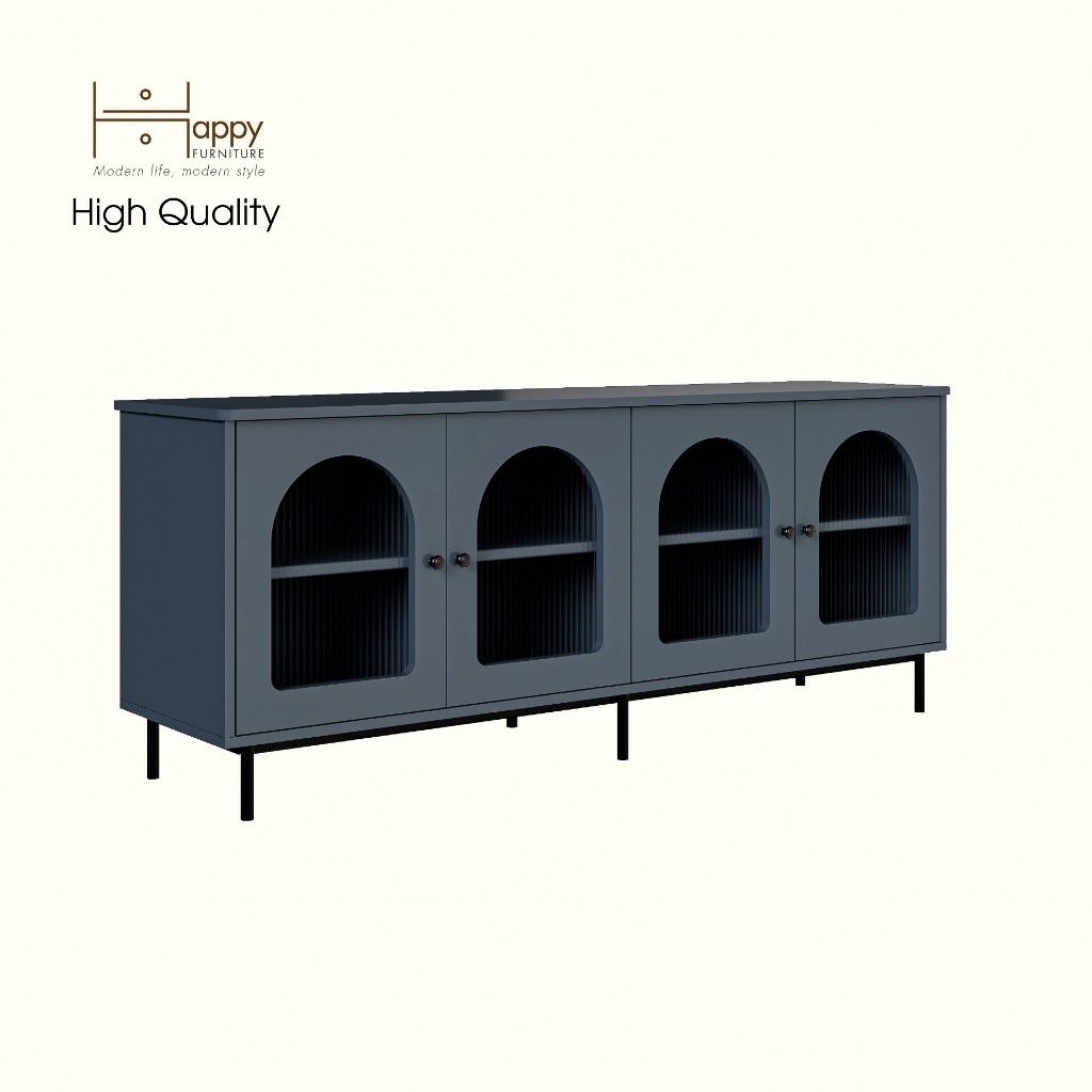 HAPPY FURNITURE , Kệ TV 4 cánh mở chân sắt - SISEEL , KTV_051 , 160cm x 40cm x 64cm