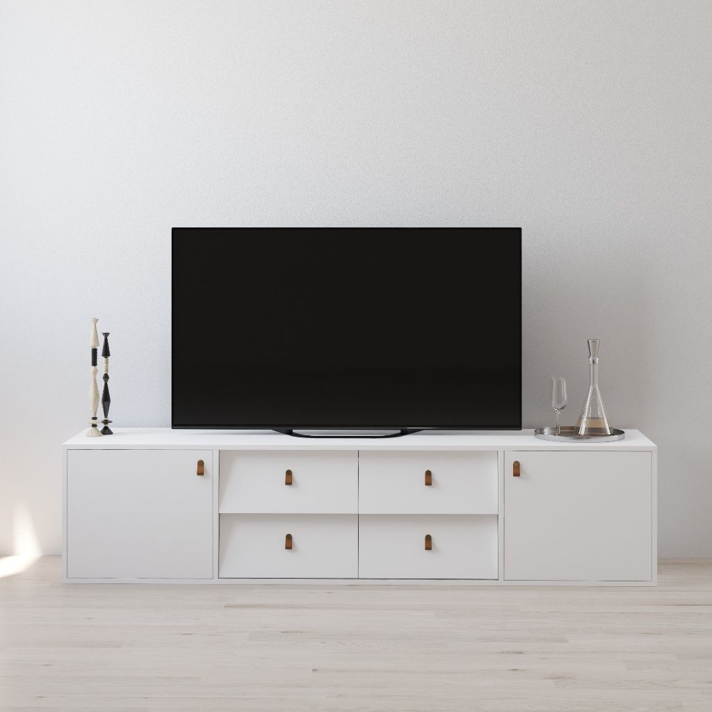 HAPPY FURNITURE , Kệ TV 2 cửa mở 4 ngăn kéo - CALYN , KTV_099 , 200cm x 45cm x 47cm DxRxC