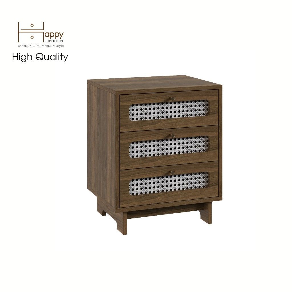 HAPPY FURNITURE , Táp đầu giường 3 ngăn - MEYDAN , THK_077 , 48cm x 40cm x 60cm