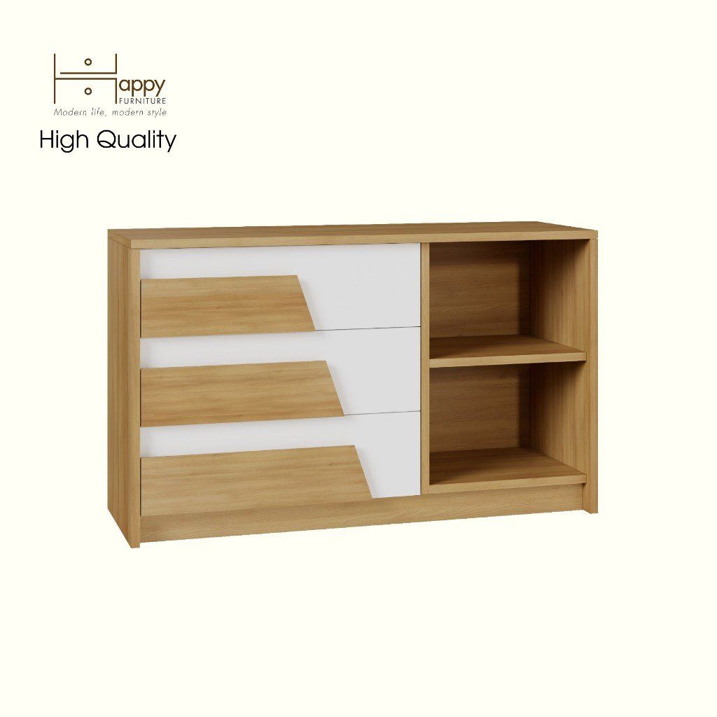 HAPPY FURNITURE , Tủ lưu trữ 3 ngăn kéo - PONIX, THK_115 , 96cm x 32cm x 58cm