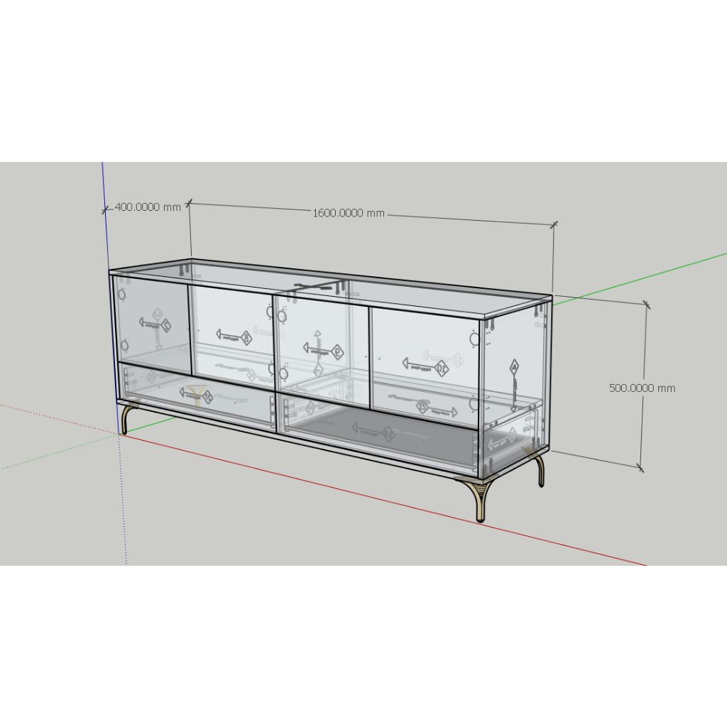 HAPPY FURNITURE , Kệ TV 4 cửa mở 2 ngăn kéo - HAPPI, KTV_081 , 160cm x 40cm x 62cm DxRxC