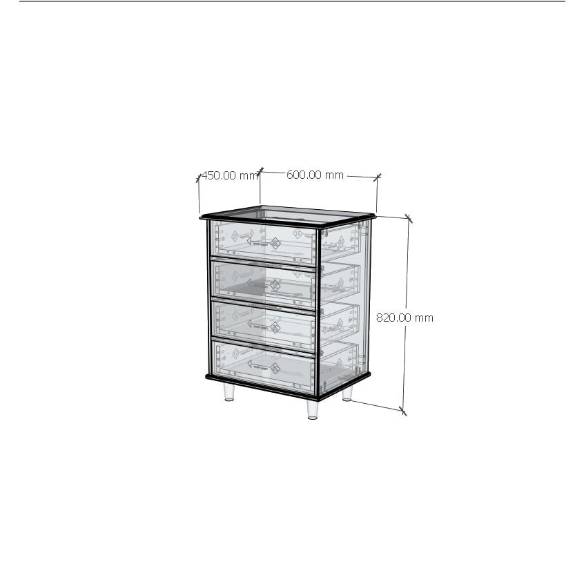 HAPPY FURNITURE , gỗ tự nhiên , Tủ lưu trữ 3 ngăn kéo - FARAH , THK_179 , 60cm x 45cm x 82cm