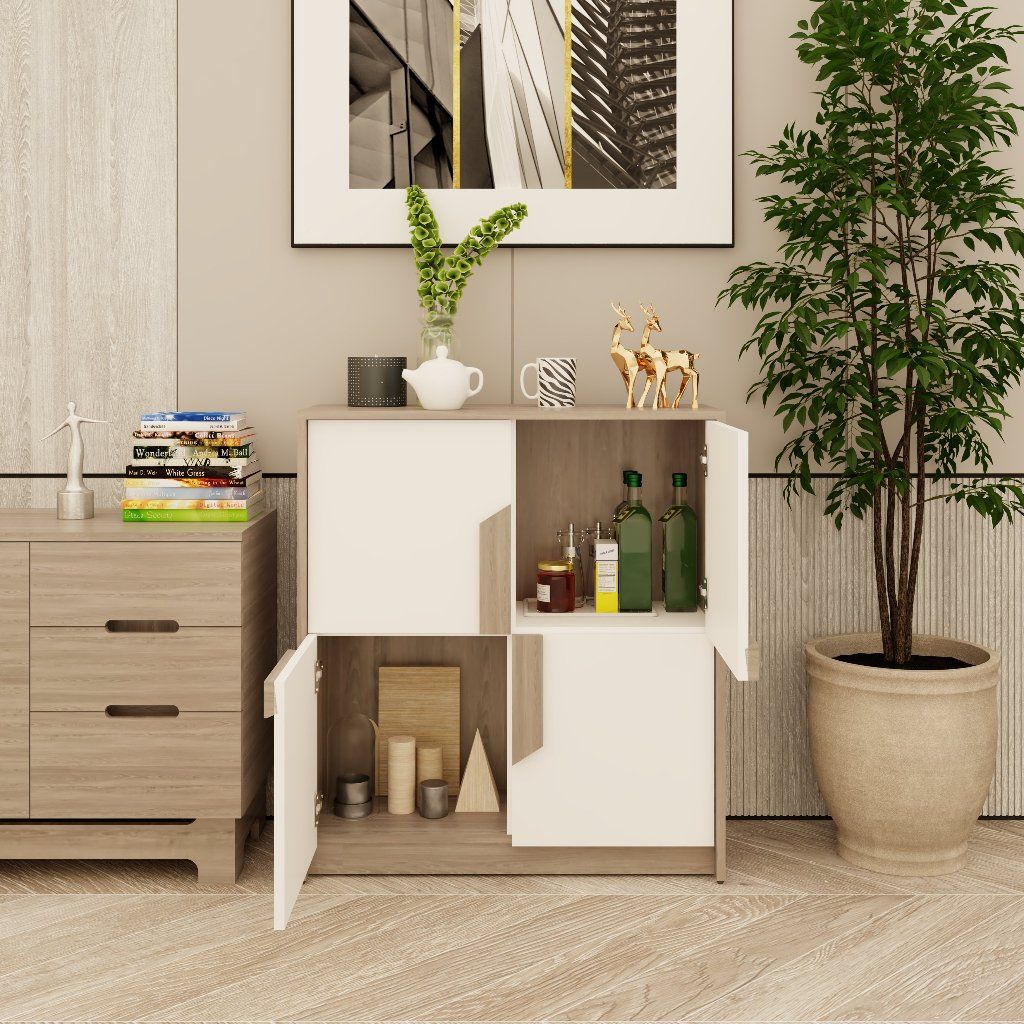 HAPPY FURNITURE , Tủ lưu trữ 4 cánh mở - PONIX , TCM_115 , 82cm x 32cm x 90cm