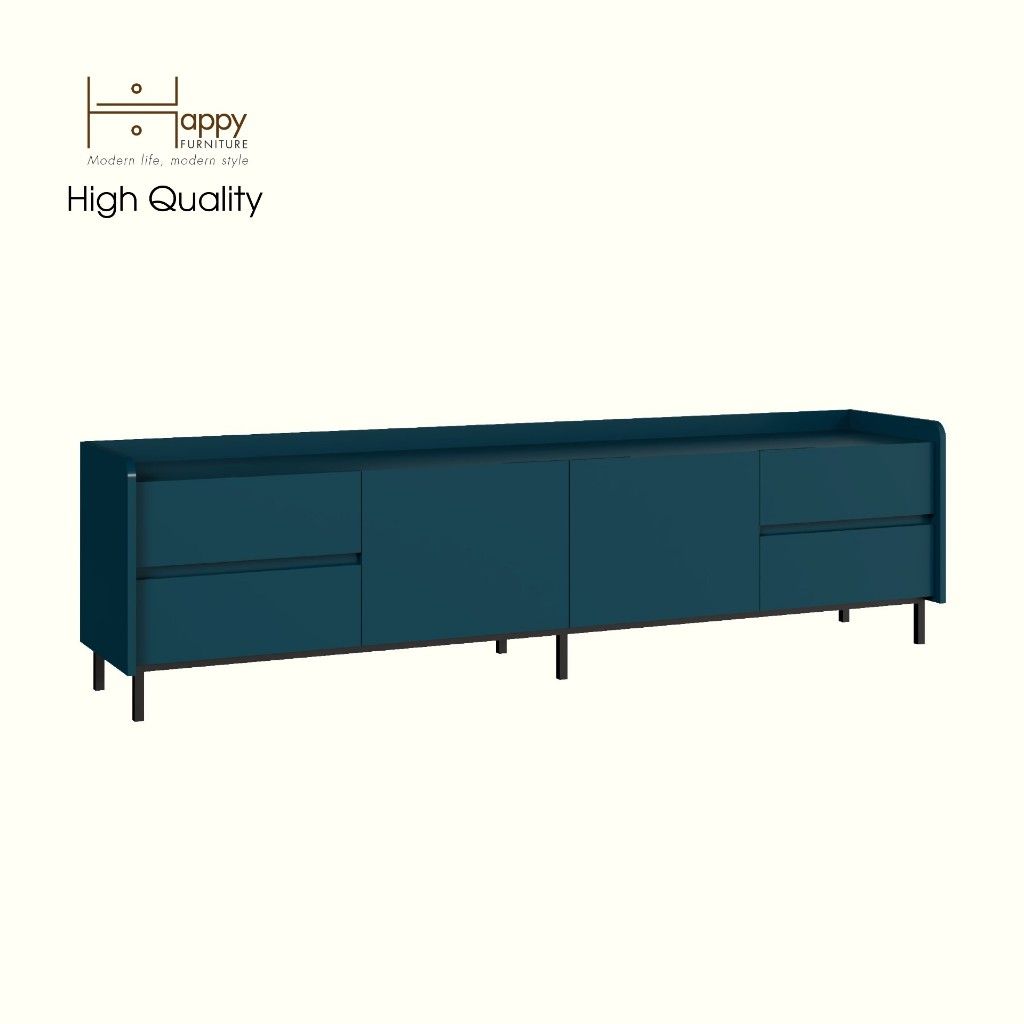HAPPY FURNITURE , Kệ TV 2 cánh mở 4 ngăn kéo chân sắt - LAVIA , KTV_044 , 200cm x 40cm x 54cm