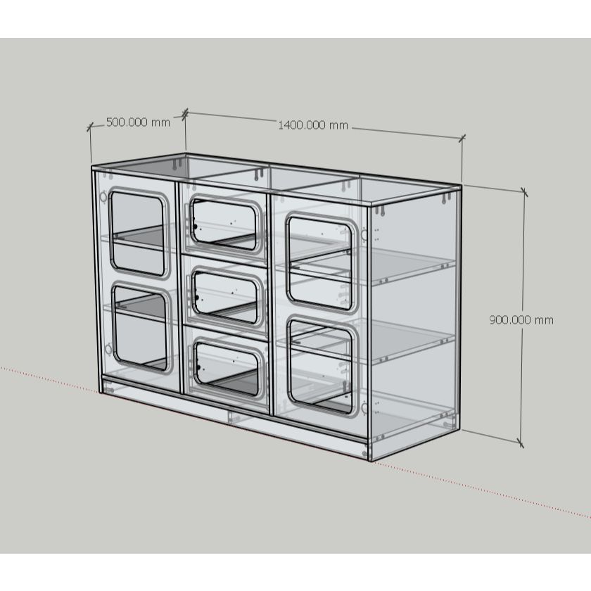 HAPPY FURNITURE , Tủ lưu trữ 3 ngăn kéo 2 cửa mở - MAY , TLT_061 , 140cm x 50cm x 90cm DxRxC