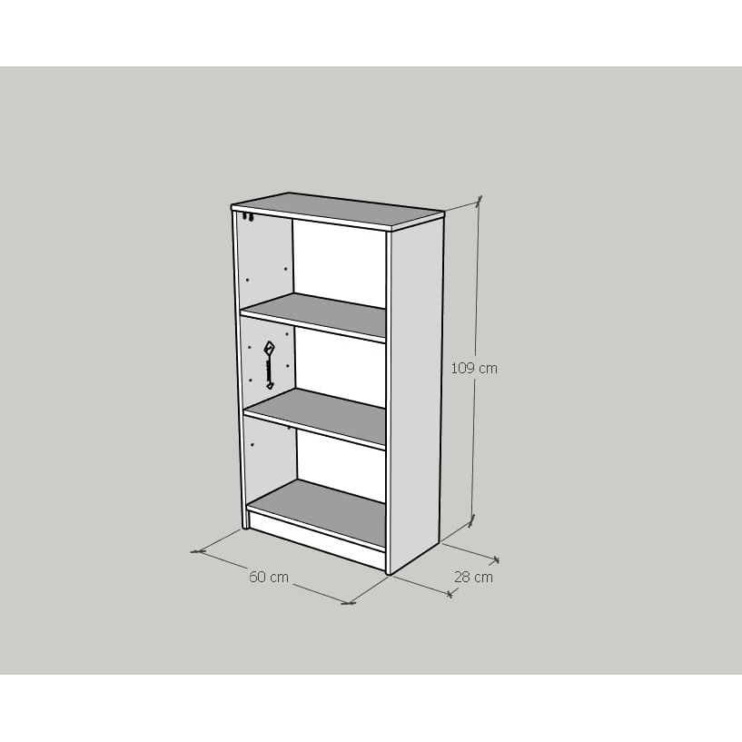 HAPPY FURNITURE , kệ sách 3 tầng - CATY , KSA_001 , 60cm x 28cm x 108cm