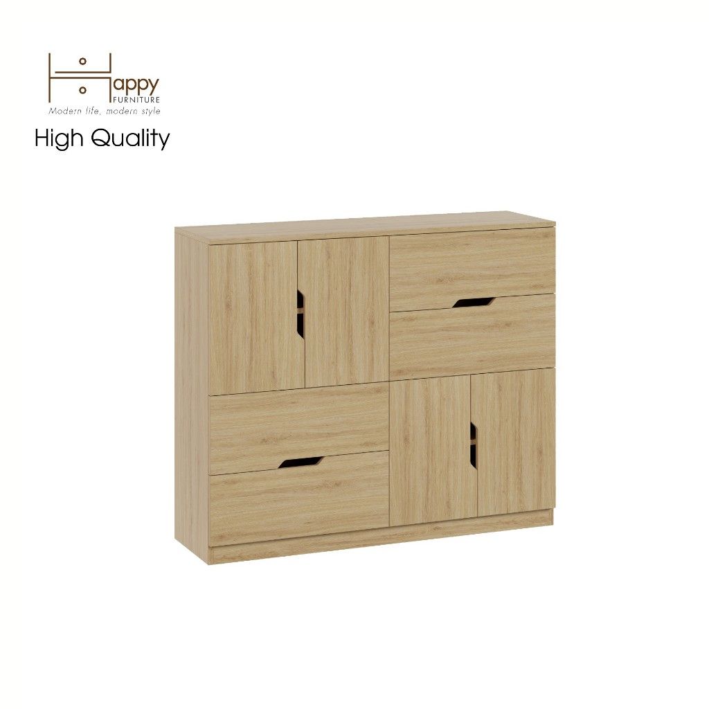 HAPPY FURNITURE , Tủ lưu trữ 4 cửa mở 4 ngăn kéo - DASH , THK_057 , 120x35x100cm