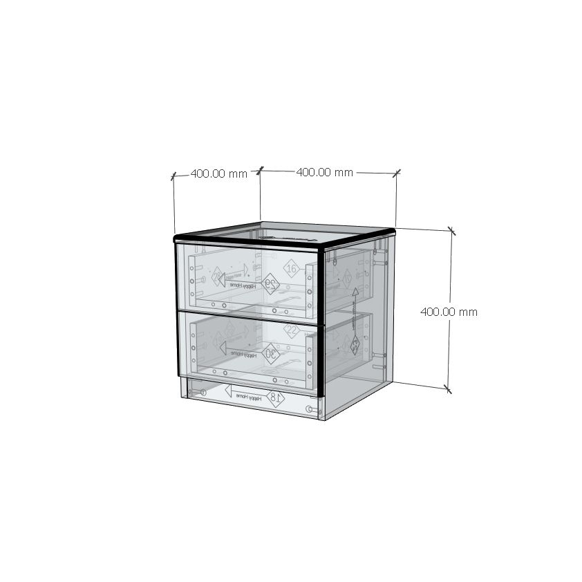 HAPPY FURNITURE , gỗ tự nhiên , Táp đầu giường 2 ngăn kéo - YANNA , THK_184 , 40cm x 40cm x 40cm