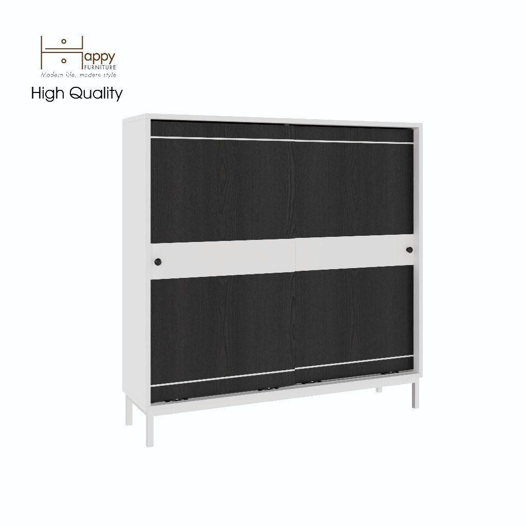 HAPPY FURNITURE , Tủ lưu trữ 2 cánh lùa chân sắt - TAKO , TCL_034 , 110cm x 30cm x 110cm