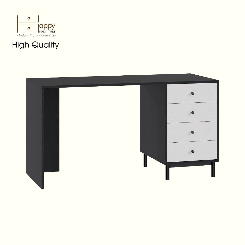 HAPPY FURNITURE , Bàn làm việc 4 ngăn kéo - LIVIK, BAN_141 BAN_142, 59cm x 75cm RxC