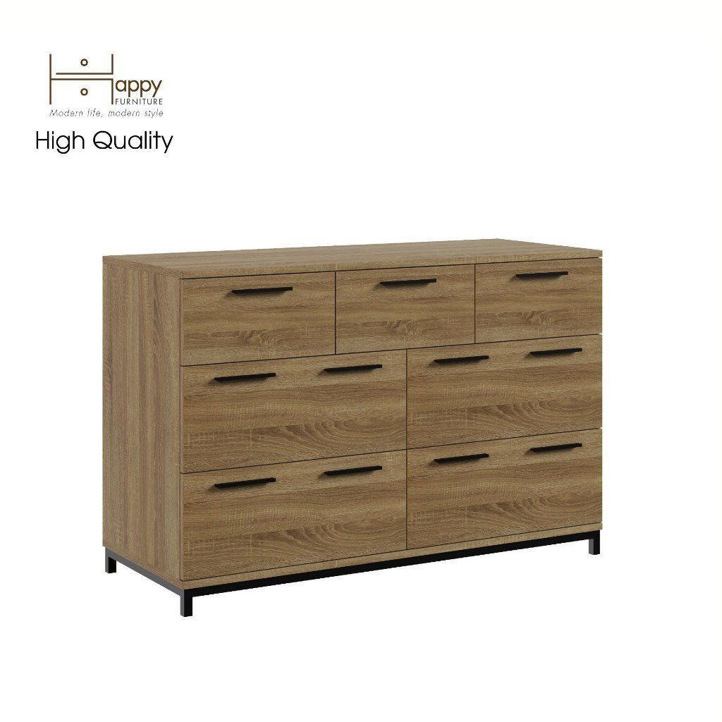 HAPPY FURNITURE , Tủ đựng đồ 7 ngăn kéo chân sắt - LOUIS , THK_061 , 112cm x 45cm x 74cm