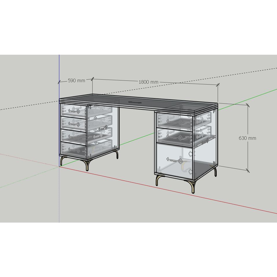 HAPPY FURNITURE ,Bàn làm việc 1 cửa mở 6 ngăn kéo - HAPPI, BAN_138 BAN_139 , 59cm x 75cm RxC