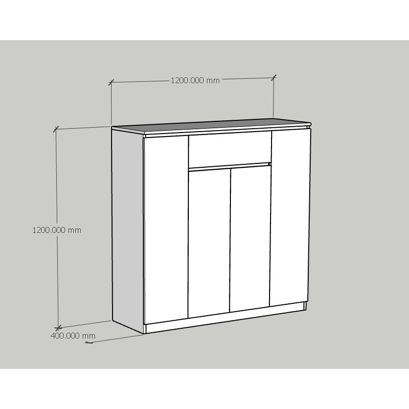 HAPPY FURNITURE , Tủ lưu trữ 4 cánh mở 1 ngăn kéo - OLA , TCM_080 , 120cm x 40cm x 120cm