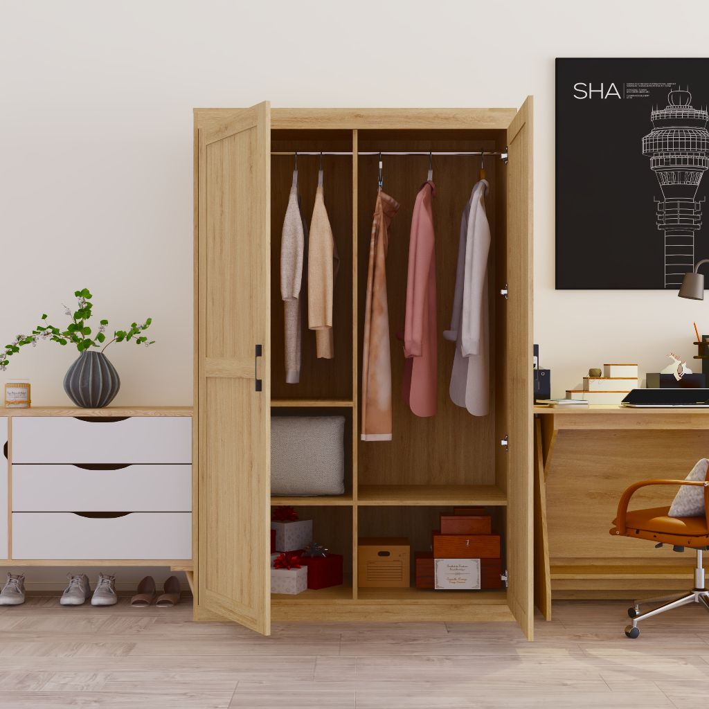 HAPPY FURNITURE , Tủ quần áo 2 cánh mở - SCANDINA , TCM_097 , 120cm x 59cm x 190cm