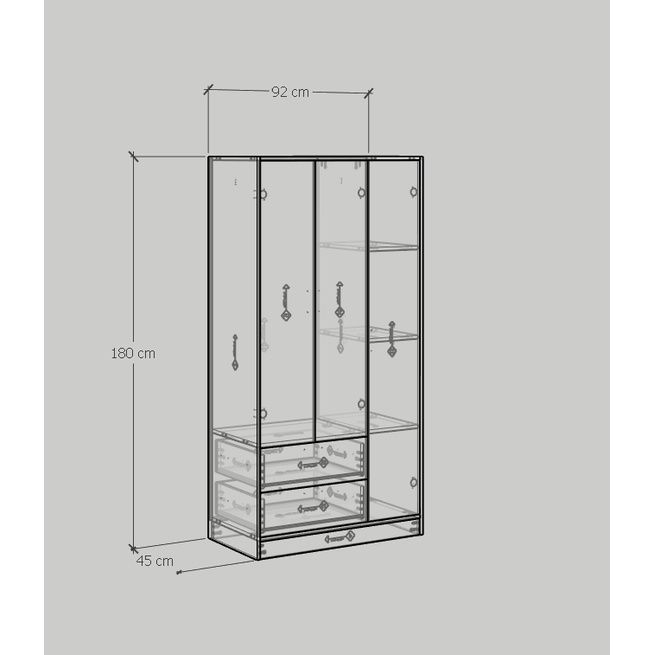 HAPPY FURNITURE , Tủ quần áo đa năng 3 cửa mở - SALY , TCM_007 , 92cm x 45cm x 180cm