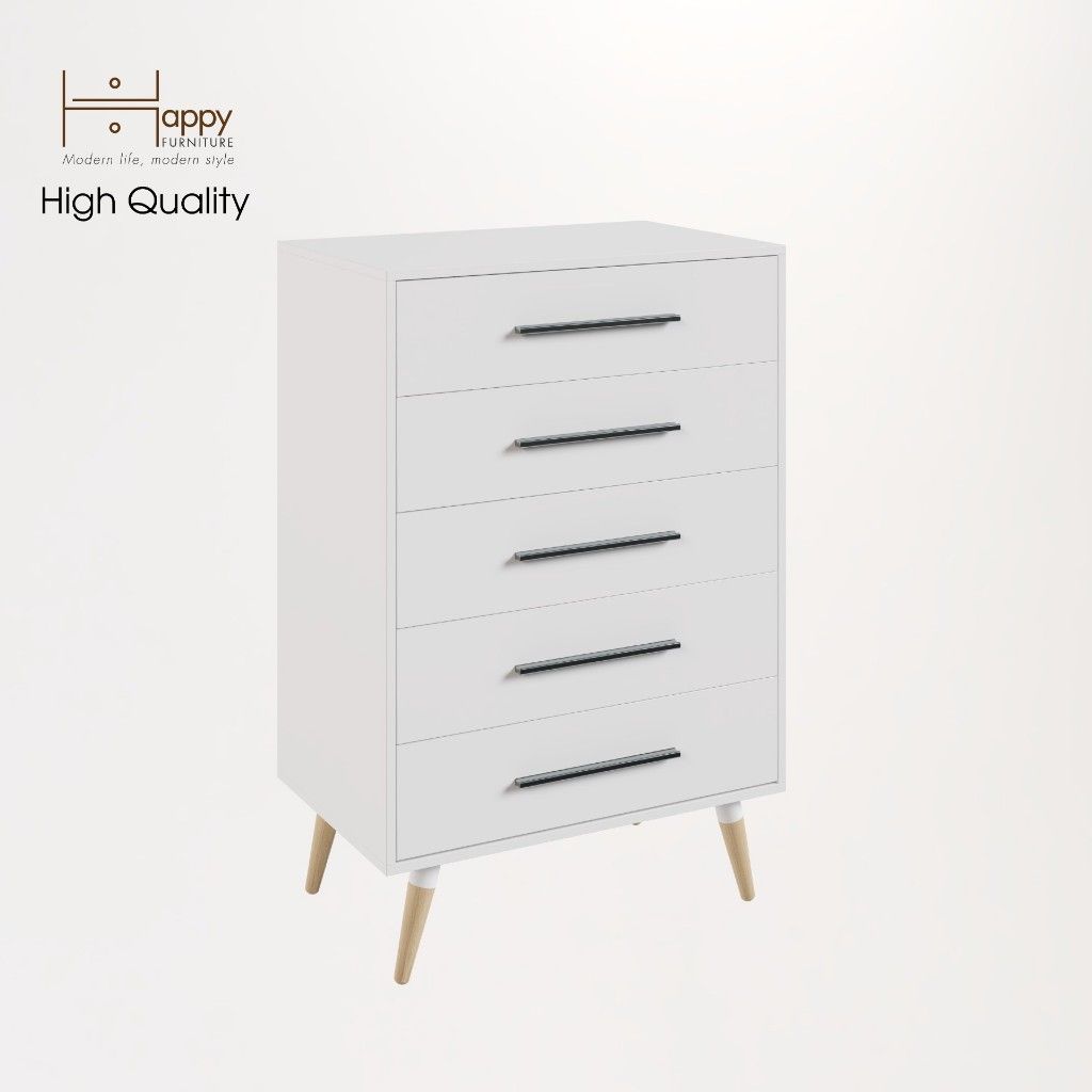 HAPPY FURNITURE , Tủ đụng đồ 5 ngăn chân gỗ chéo - OSRI , THK_023 , 80cm x 50cm x 120cm