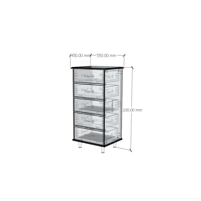 HAPPY FURNITURE , Gỗ tự nhiên , Tủ lưu trữ 5 ngăn kéo - FARAH , THK_180 , 55cm x 45cm x 110cm