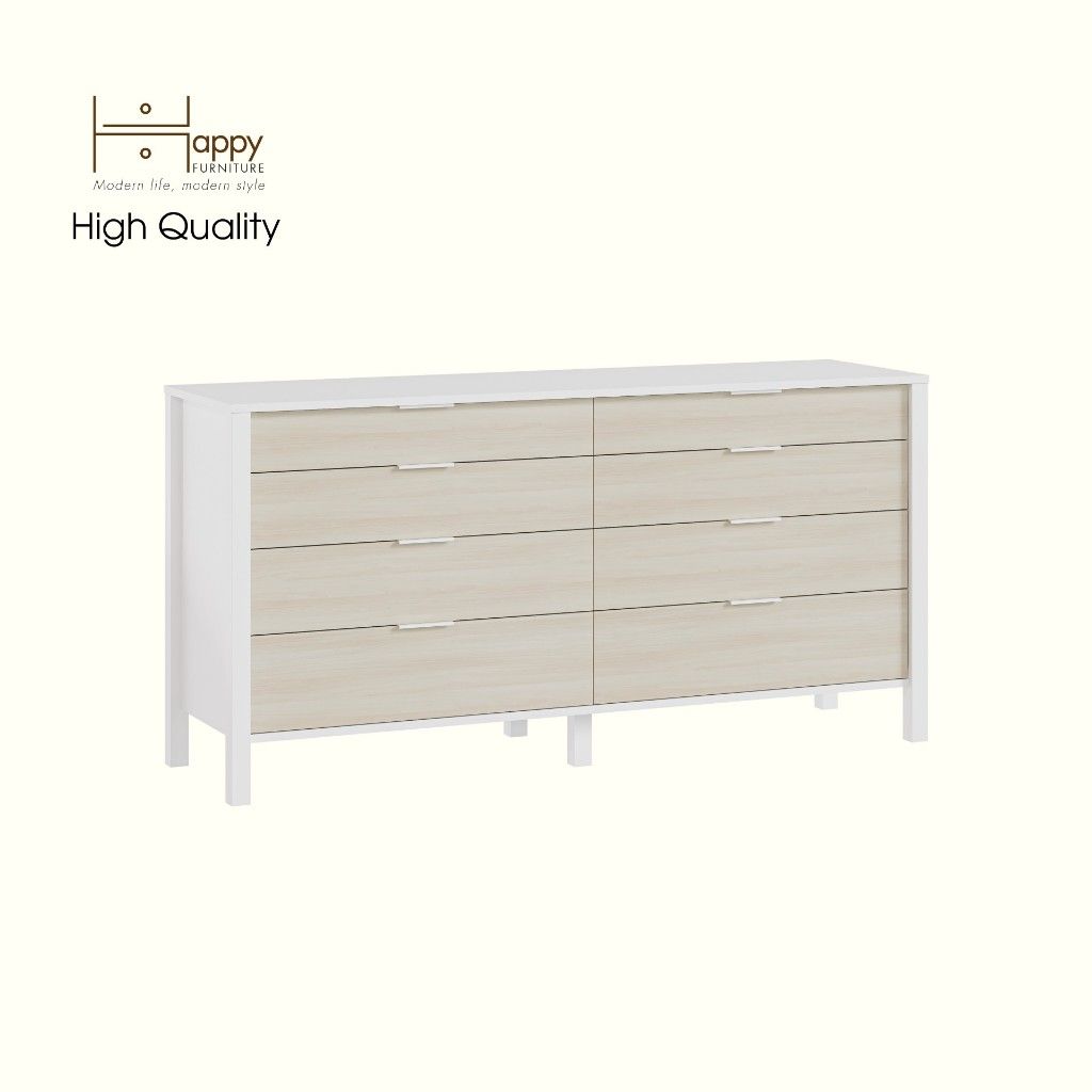 HAPPY FURNITURE , Tủ lưu trữ 8 ngăn kéo - MOKA, THK_249 , 160cm x 45cm x 80cm DxRxC