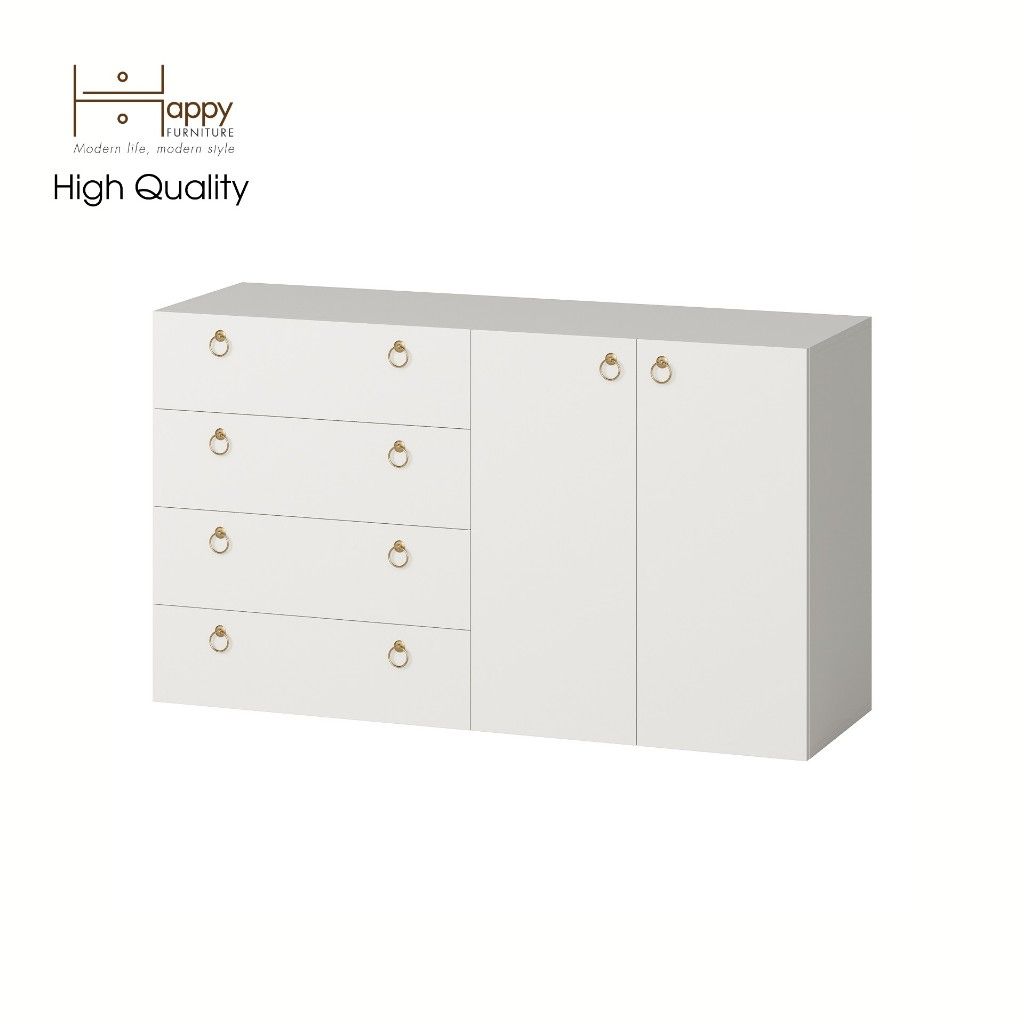 HAPPY FURNITURE , Tủ đựng đồ 4 ngăn kéo 2 cửa mở - WESLEY , THK_046 , 140cm x 45cm x 80cm