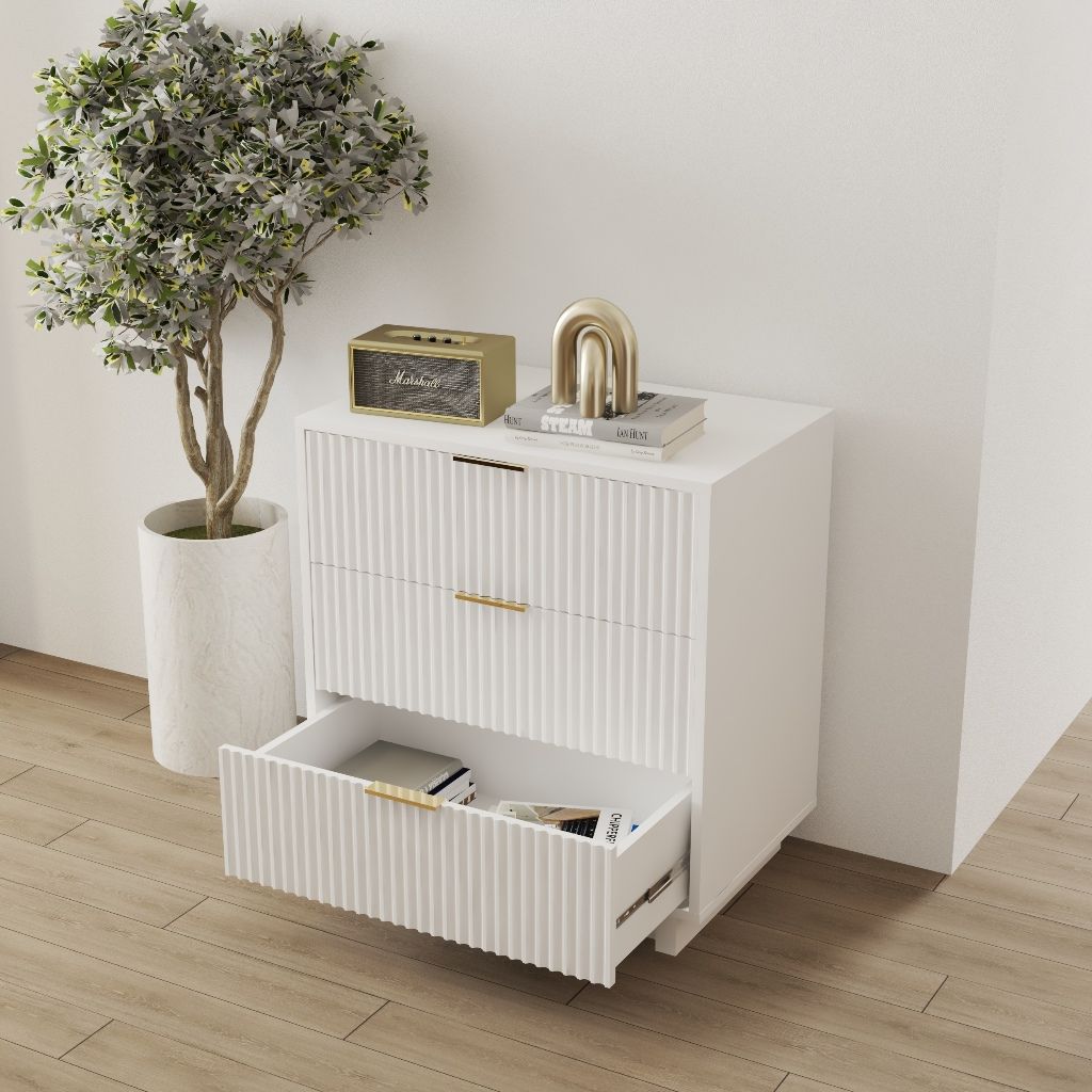 HAPPY FURNITURE , Tủ lưu trữ 3 ngăn kéo - NAMI, THK_239 , 70cm x 45cm x 76cm DxRxC