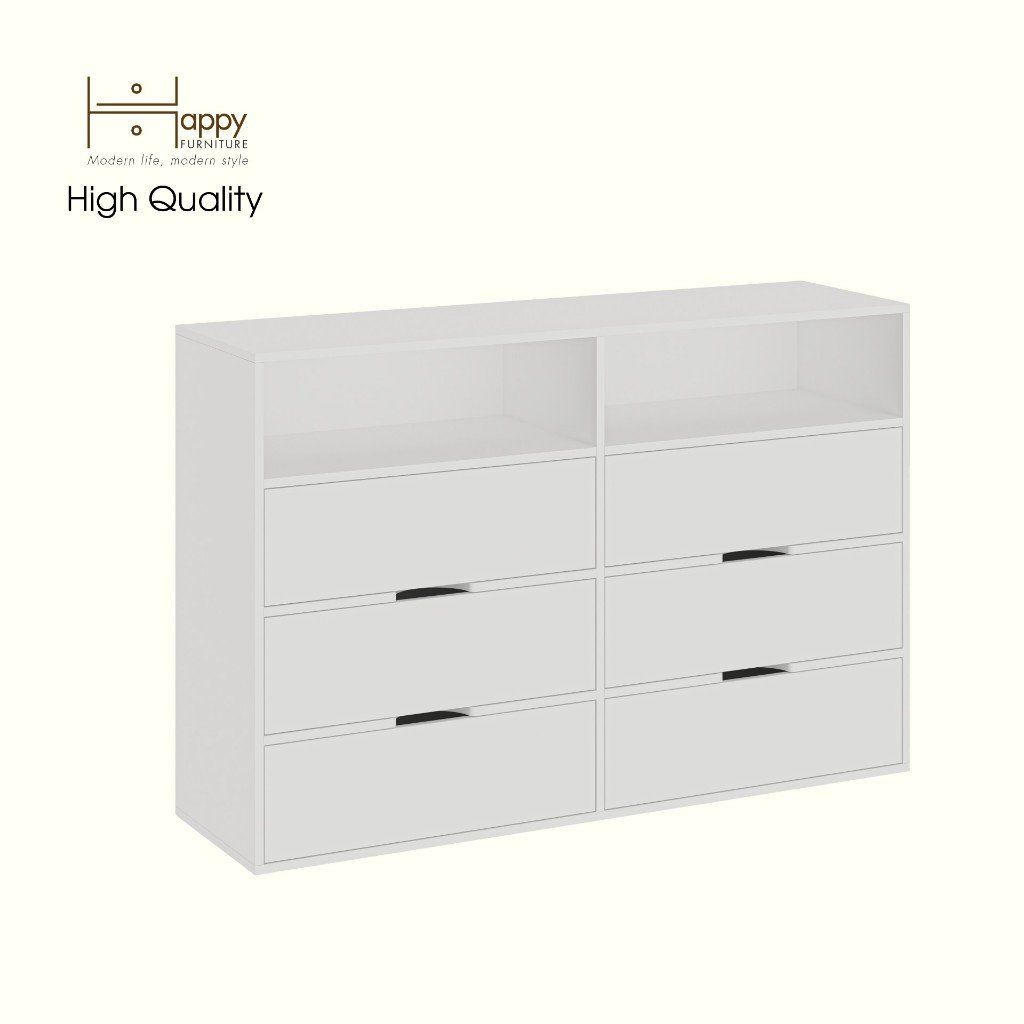 HAPPY FURNITURE , Tủ lưu trữ 6 ngăn kéo - LAYLA , THK_331 , 140cm x 40cm x 93cm DxRxC