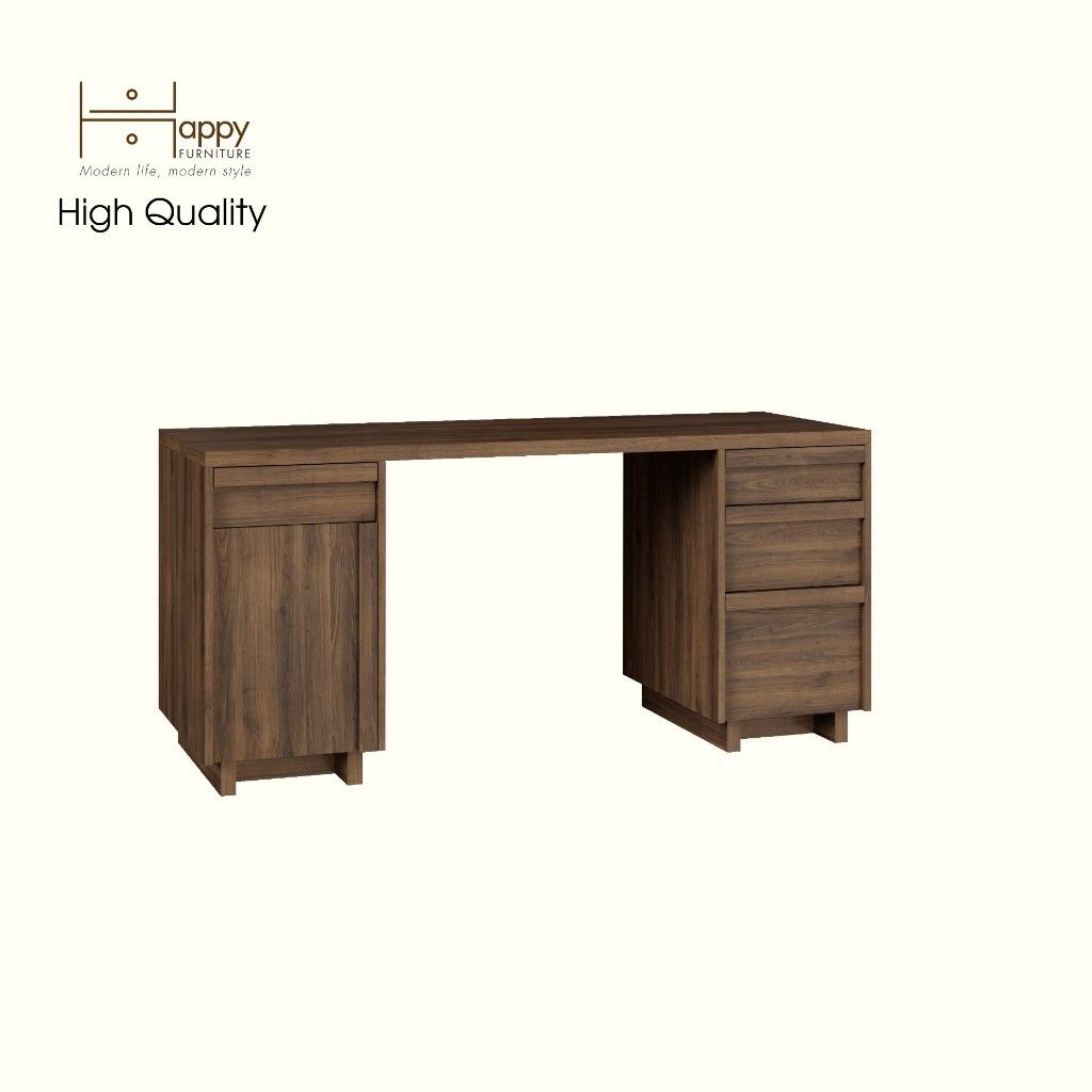 HAPPY FURNITURE , Bàn làm việc 4 ngăn kéo 1 cửa mở - MAVIS , BAN_079 , 160cm x 60cm x 75cm