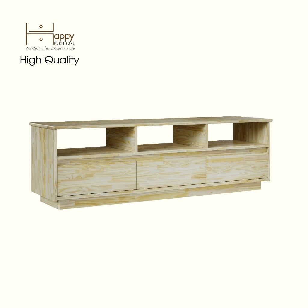 HAPPY FURNITURE , Gỗ tự nhiên , Kệ TV 3 ngăn kéo - GALI , KTV_055 , 150cm x 40cm x 46cm
