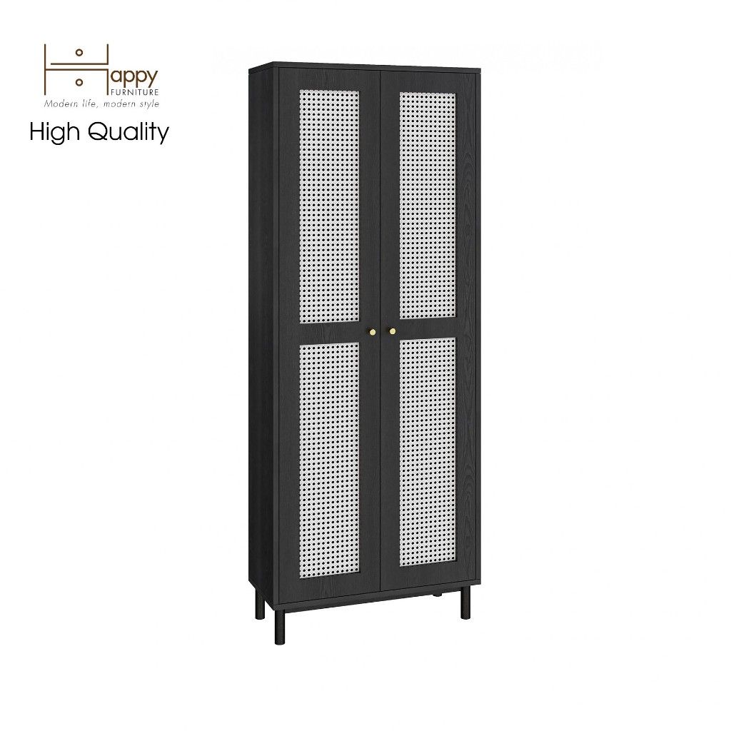 HAPPY FURNITURE , Tủ sách 2 cửa mở chân sắt - ROTAN , TCM_136 , 70cm x 30cm x 180cm